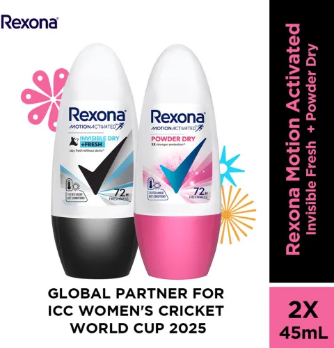 Image of Rexona Women Invisible Dry & Powder Dry Motion Activated Roll-On Deodorant