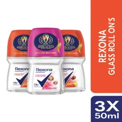 REXONA Women Pack Of 3 Long Lasting Deodorant Roll On - 50ml Each