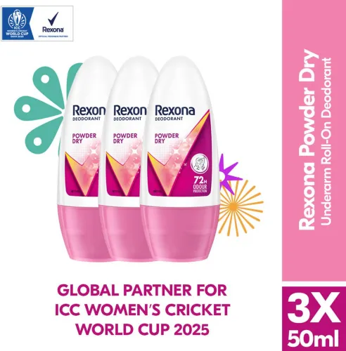 Image of Rexona Powder Dry Underarm Roll On Deodorant For Women (PO3) Deodorant Roll-on - For Women (150 ml, Pack of 3)