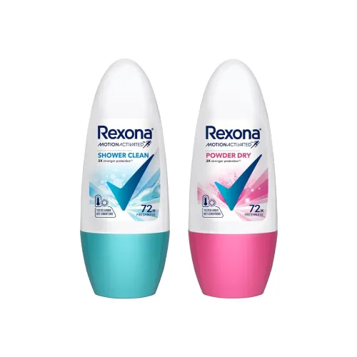 Image of Rexona Roll-On Deodorant | Shower Clean + Powder Dry Motion Activated Deo for Women | up to 72Hr odour protection | 45 M