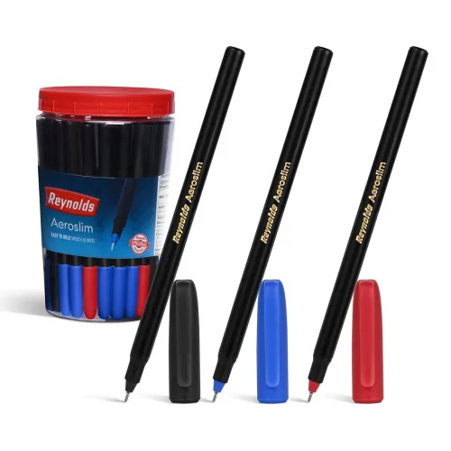 Image of Reynolds AEROSLIM Ball Pen SET - 70 PENS (60 BLUE, 5 Black, 5 Red) | PEN WITH COMFORTABLE GRIP |BALL PENS FOR WRITING | 