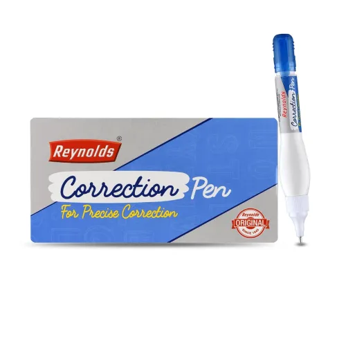Image of Reynolds Correction Pen Whitener I Smudge Free Operation with Unique Squeeze Control Applicator I Precise Whitener Pen f
