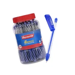 Reynolds JIFFY Gel 60 Ct Jar-Blue | Pens With Comfortable Grip | Gel Pens For Writing | Pen For Students & Office Stationery | 0.5 Mm Tip Size