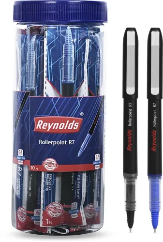 Image of Reynolds R7 Roller Ball Pen  (Pack of 10, Ink Color - Blue)