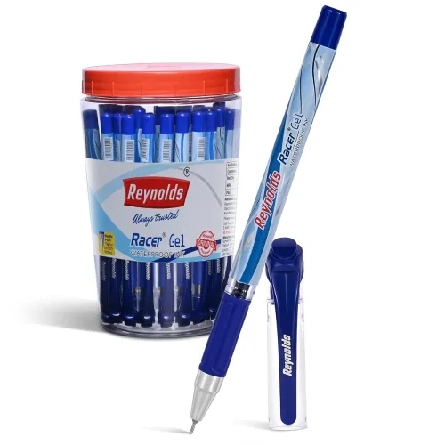 Image of Reynolds RACER GEL Pen SET - 40 BLUE PENS WITH COMFORTABLE GRIP | BLUE GEL PENS FOR WRITING | PEN FOR STUDENTS & OFFICE 