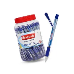 Reynolds RACER GEL Pen SET - 40 BLUE PENS WITH COMFORTABLE GRIP | BLUE GEL PENS FOR WRITING | PEN FOR STUDENTS & OFFICE STATIONERY | 0.5 mm TIP SIZE
