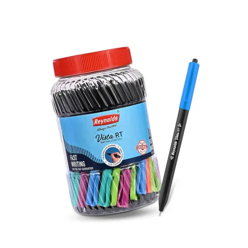 Image of Reynolds VISTA 70 PENS BLUE | Ball Point Pen Set With Comfortable Grip | Pens For Writing | School and Office Stationery