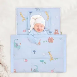 R for Rabbit Snuggy Cozy Baby Bedding Set, 100% Cotton Portable Mattress Set, Travel-Friendly Soft Toddler Bed 60x85 cm,