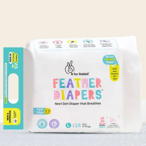 Image of R for Rabbit Feather Diapers L Size (Pack of 24)
