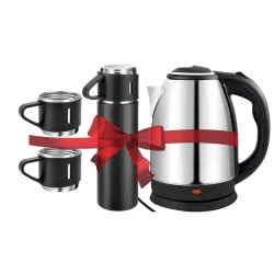RFV1 3-in-1 Electric Kettle & Flask Set with 2 Cups (1.8L, Stainless Steel)