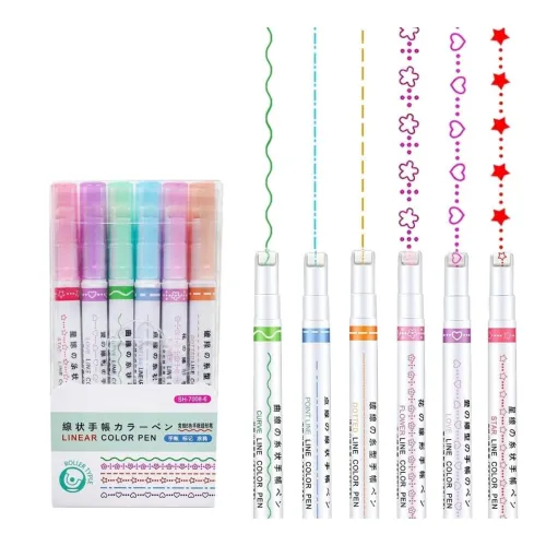 Image of R H LIFESTYLE Linear Roller Colour Pens Highlighter Outline Magic Border Pen 