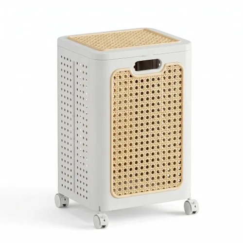 Image of RichAxis Laundry Basket with Lid and Wheels for Clothes