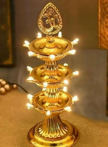 Image of ridhii creations 3 Layer OM Electric 21 LED Diya Stand 