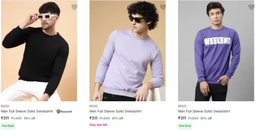 Image of Rigo Mens Sweatshirts Starting @ ₹311