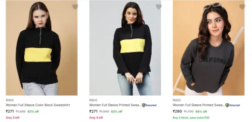 Image of Rigo Women's Sweatshirts at minimum 70% Discount