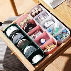 RILION Drawer Organizer Set (2 Pc, Plastic, Multi-Use Closet Storage)