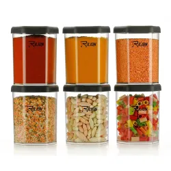 RILION Hexagon Air Tight Kitchen Containers Set (Pack of 6, 1100 ML) for Storage Pulses, Cereals, Grains, Dry Fruits, Pa