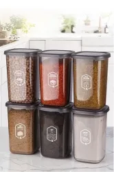 RILION Kitchen Storage Containers, 1200 ML, Set of 6, Transparent Airtight Boxes for Pulses, Cereals, Grains, Dry Fruits, Pantry Organisation