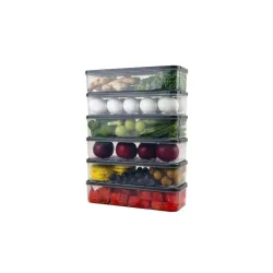 RIOMAX Fridge Storage Boxes Fridge Organizer with Removable Lid Stackable Fridge Storage Freezer Storage Containers for Fish, Meat, Vegetables, Fruits (1200ML, Pack of 6)