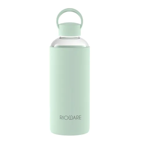 Image of Rioware Aquashot Borosilicate Glass Water Bottle with Silicon Sleeve (750Ml) | Airtight Lid | Leak Proof | Silicon Cap |