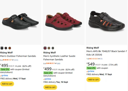 Image of Rising Wolf Men's Sandal at Minimum 60% Discount