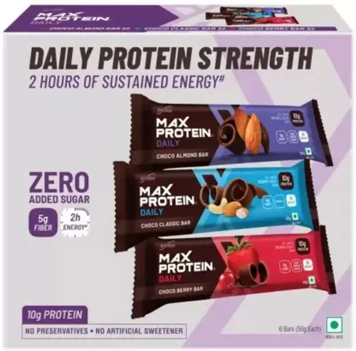 Image of RiteBite Max Protein Daily Assorted 10g Protein Bars with 5g Fiber, 0 Added Sugar, 21 Vit. & Minerals Protein Bars (300 