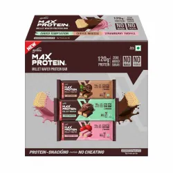 RiteBite Max Protein Wafer Bars with Millets, All Flavors (Pack of 12), 10g Protein, No Maida, No Palm Oil, Zero Added S