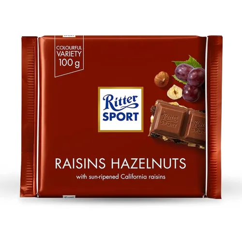 Image of Ritter Sport Raisins & Hazelnut Milk Chocolate 100 Grams | Imported Chocolate from Germany
