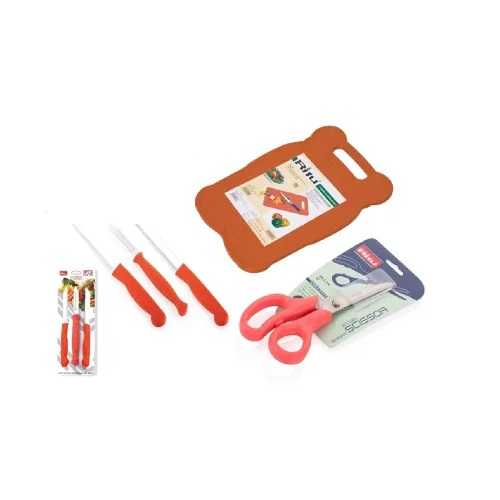 Image of Ritu Chopping Board Wooden No.1 & 3 Pcs Knife Set 