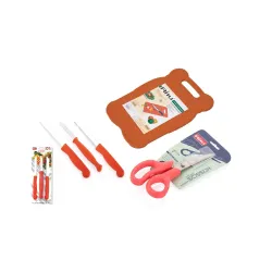 Ritu Chopping Board Wooden No.1 & 3 Pcs Knife Set & Multipurpose Kitchen Scissor