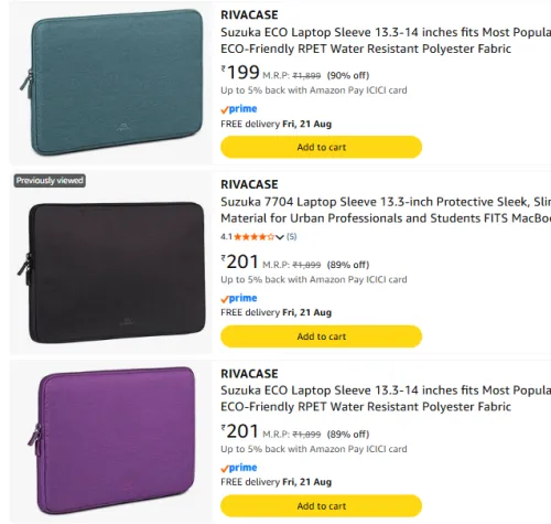Image of RivaCase Suzuka Laptop Bags Starts @ ₹199
