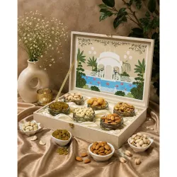 Riwaz Heritage Design Luxury Dryfruits Gift Premium Hamper | 6 Assorted Dryfruits Combo | Almonds, Cashew, Raisins, Pista, Walnuts & Khumani | Perfect for Any Occasion & Corporate Gifting (L...