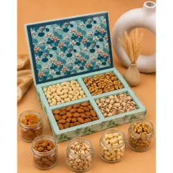 Riwaz Prime Floral Diwali Dry Fruit Gift Box | Luxury Lotus Print Hamper with Almonds, Cashews, Walnuts & Pistachios | Premium Festive & Corporate Gifting