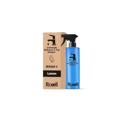 RIXELL Limescale Remover and Tap Cleaner, 500ml, Lemon Scented Spray for Bathroom, Shower Head, Hard Water Stains, Indus
