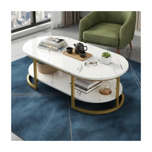 Image of RIZIK Modern 2-Tier Wooden Coffee Table