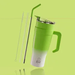 RIZIK STORE™ 40oz Stainless Steel Insulated Tumbler with 2 Straws & Cleane