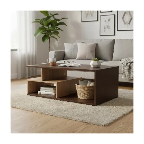 Image of RIZIK STORE Engineered Wood Coffee Table in Walnut Finish