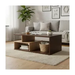 RIZIK STORE Engineered Wood Coffee Table in Walnut Finish