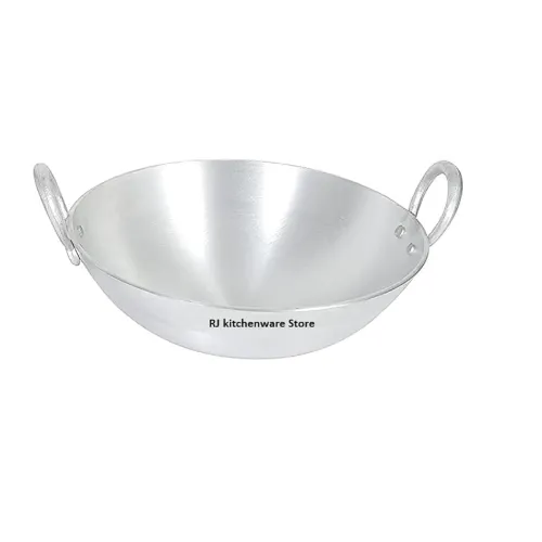 Image of RJ Kitchenware Aluminum Kadhai | Non Induction Kadai | Without Non Stick | Silver (6 Litre)