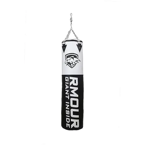 Image of Rmour Unfilled White Black Heavy PU Punch Bag Boxing MMA Sparring Punching Training Kick Boxing Muay Thai with Hanging C