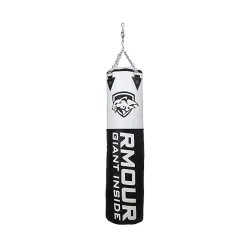 Rmour Unfilled White Black Heavy PU Punch Bag Boxing MMA Sparring Punching Training Kick Boxing Muay Thai with Hanging C