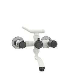RN PTMT Superior Plastic Faucet 3 in 1 Wall Mixer Telephonic with Crutch Water Tap for Bathroom