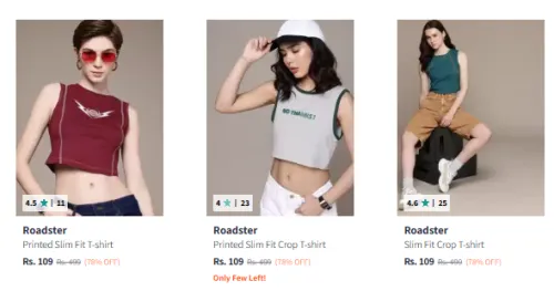 Image of Roadster Graphic Slim Fit T-Shirt Starting @ ₹109