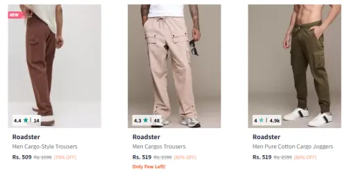 Image of Roadster Men Cargo Minimum 70% Discount