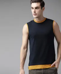 Roadster  Men Solid Round Neck Pure Cotton Dark Blue T-Shirt