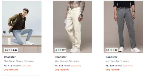 Image of Roadster Men Fashion Jeans Minimum 70% Discount