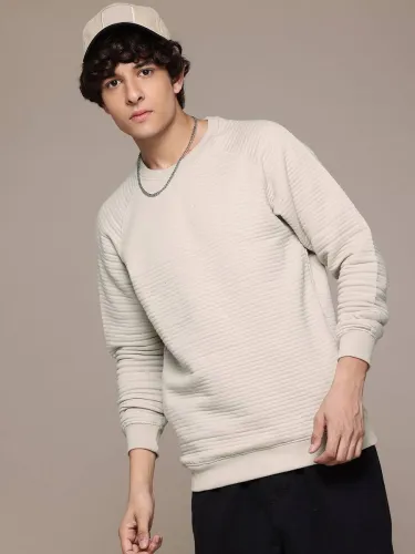 Image of Roadster Men Full Sleeve Self Design Sweatshirt