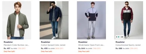 Image of Roadster Men Jackett Minimum 70% Discount