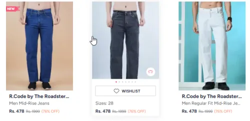 Image of Roadster Men Jeans Minimum 70% Discount