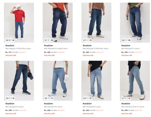 Image of Roadster men Jeans Starting @ ₹271